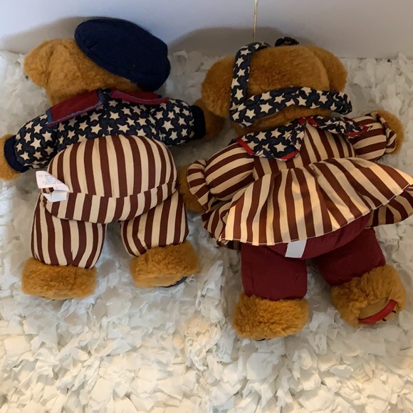 VTG Dan Dee Plush Girl & Boy Stuffed Bear Patriotic Red Whit Blue Star Spangle - Picture 4 of 7